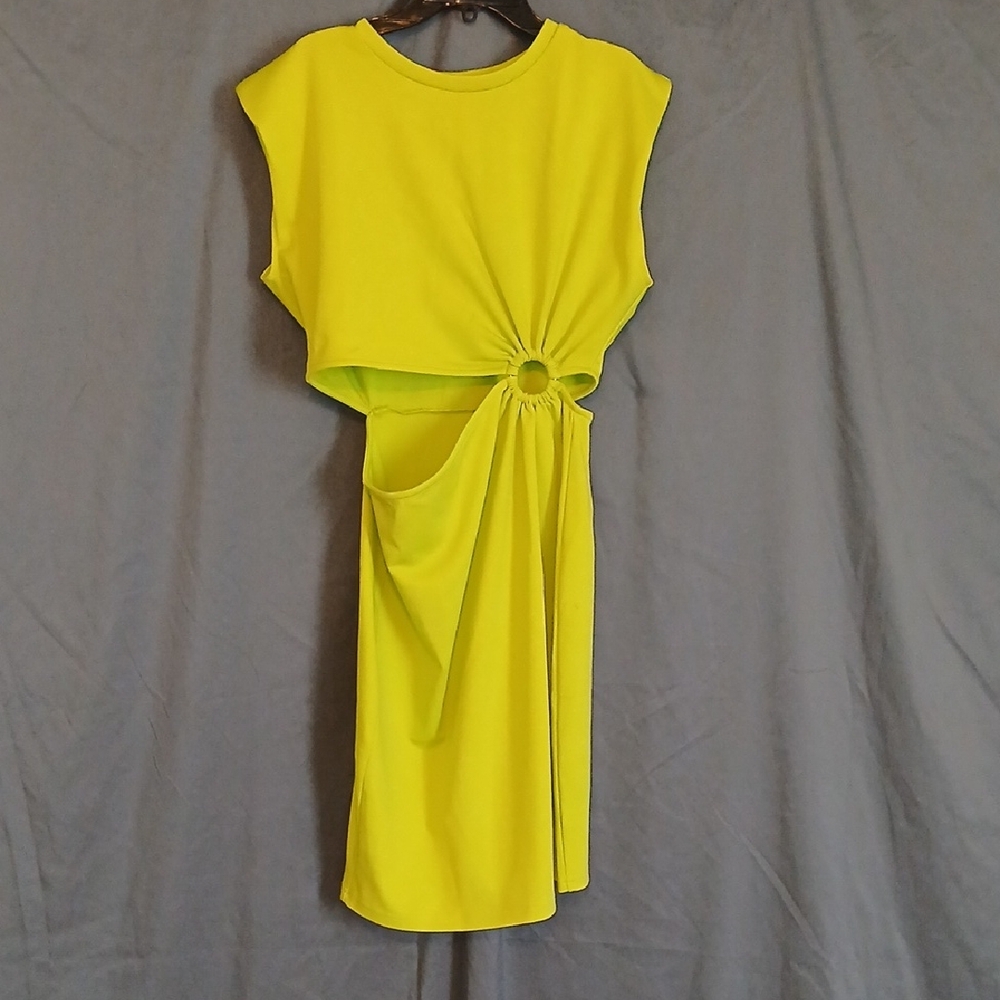 Vibrant Lime Green Asymmetrical Dress